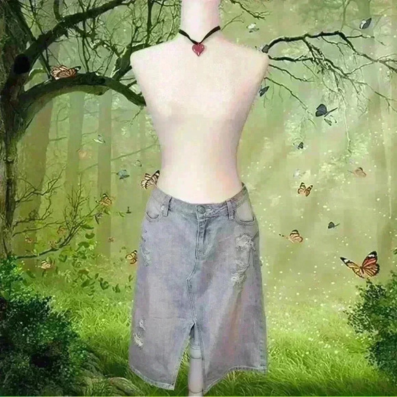 NWT Y2k Dolls Kill Denim Midi Skirt - Picture 1 of 7